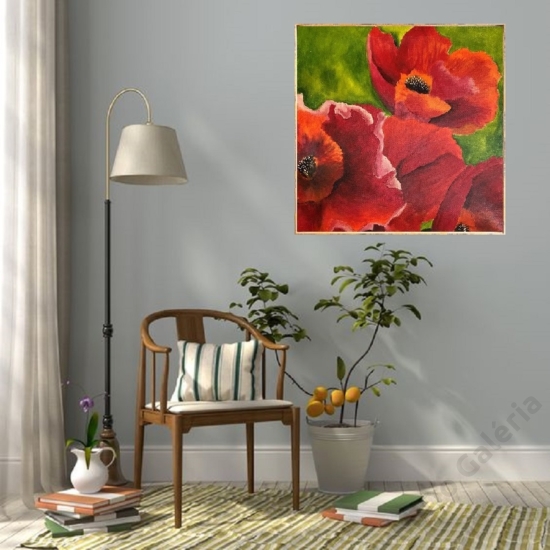Pipacsok - virágos kortárs festmény Szentendréről